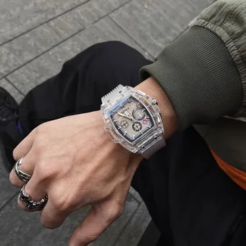 Rozšírené zmysel mladí muži mechanické hodinky červej diery koncept duté sledovať mužské hodinky tourbillon mužov slávnej značky mužov wa