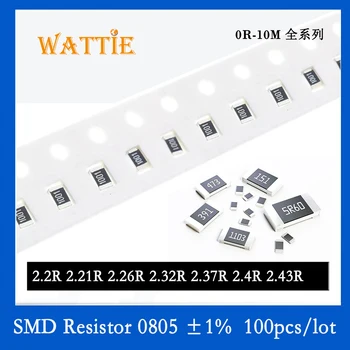 SMD Rezistora 0805 1% 2.2 R 2.21 R 2.26 R 2.32 R 2.37 R 2.4 R 2.43 R 100KS/veľa čip odpory 1/8W 2.0 mm*1,2 mm