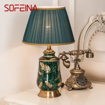 SOFEINA Moderné Zelená Keramická stolná Lampa LED Čínsky Tvorivé Luxusné Nočné Stôl Svetlo Pre Domáce Obývacia Izba, Spálňa Decor