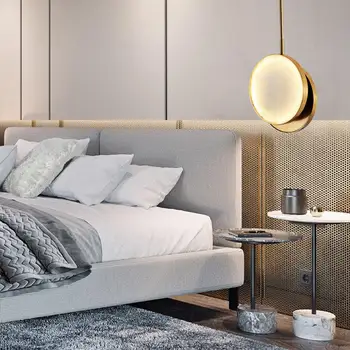 Spálňa Posteli Jedáleň, Bar Zlaté Luxusný Prírodný Mramor LED Prívesok Svetlo Minimalistický Dekor Lampa Nordic Obývacia Izba svetlo