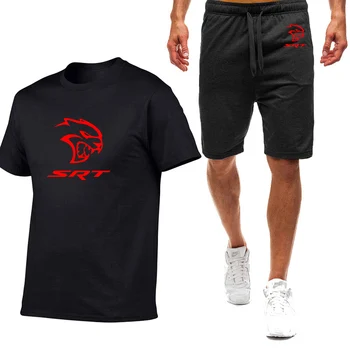 SRT Hellcat 2023 Mužov je Nové Letné Vytlačené Pohodlné Krátke Sleeve T Shirt Topy A Nohavice Bavlna Harajuku Šport Dva Kusy Oblek