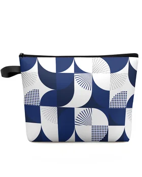Stredoveké Modrá Geometrie Make-Up Taška Puzdro Travel Essentials Lady Ženy, Kozmetické Tašky Wc Organizátor Deti Skladovanie Peračník