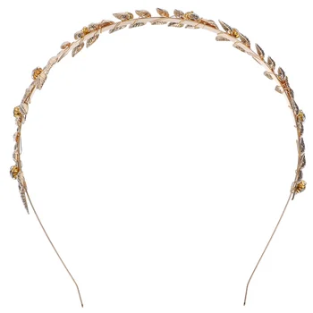 Svadobné Goldleaf hlavový most Headpiece Drahokamu Vlasy Koruny Šperky, Dekorácie pre Nevestu Kvet Dievča (Zlatá)