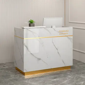 Svetlo Luxusné Spoločnosti Recepcia Stoly V Malých Kanceláriách, Recepcia Jednoduché Oblečením Pokladničný Pult Krásy Bar Tabuľka
