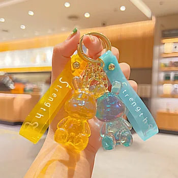 Transparentné Candy Rabbit Roztomilá Bábika Keychain Prívesok Auto Keychain Taška Prívesok Crystal Keyring Veľkoobchod