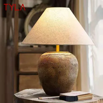 TYLA Čínsky Stolové Lampy, LED Tvorivé Retro Keramické nádoby Stôl Svetlo pre Domáce Obývacia Izba Club Hotel Ozdoba Interiéru