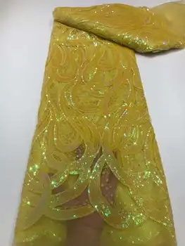 Veľkoobchod 3D žltá Lesk Afriky francúzsky Oka Textílie, Čipky 2023 Vysoko kvalitného tylu oka čipky Nigérijský svadobné šaty čipky ženy