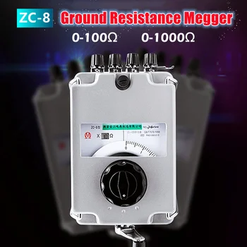 ZC-8 Uzemnenie Odpor Megger 100Ω 1000Ω Zemi Odpor Tester Ručné Zem Odpor Meter na Ochranu pred Bleskom